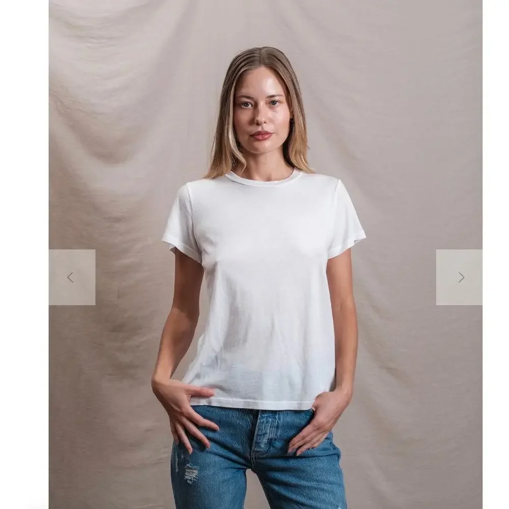 Sundry NWT Classic Elevated Essential Minimalist White Tee in Pima Cotton Size M - Picture 1 of 14